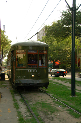 This train didn't actually stop and pick us up. We suspect that he suspected us of being terrorists from South Carolina, photographing his trolley with intent to ... uh ... board?