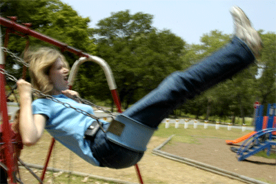 Anita shows she still knows how to use a playground