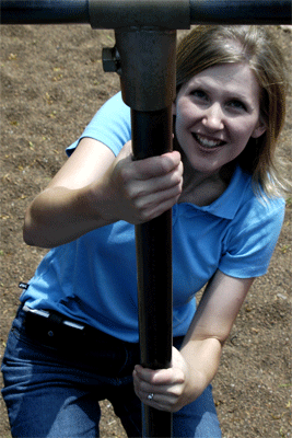 Anita shows she still knows how to use a playground