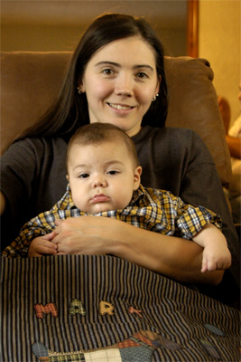 Sara & Baby Mark (with quilt from Susan)