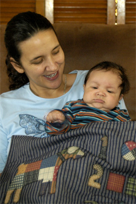 Eva and Baby Darrell (with quilt from Susan)