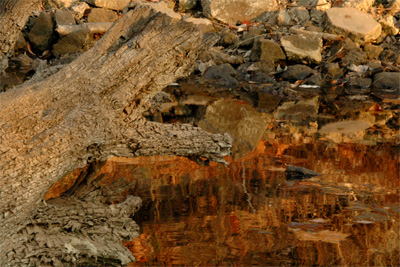 A molten lake of lava