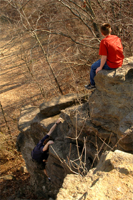 On the rock face