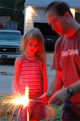 Serene & Daddy with sparklers