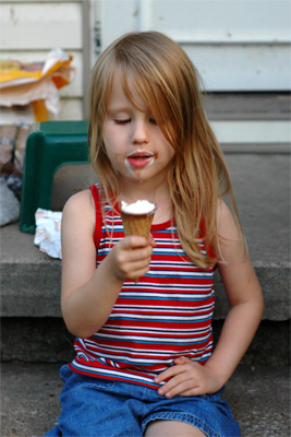 Enjoying ice cream